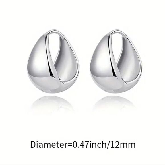 Gold or Silver Plated Needle Stud Earrings Wide Edge Drop style - Picture 5 of 12